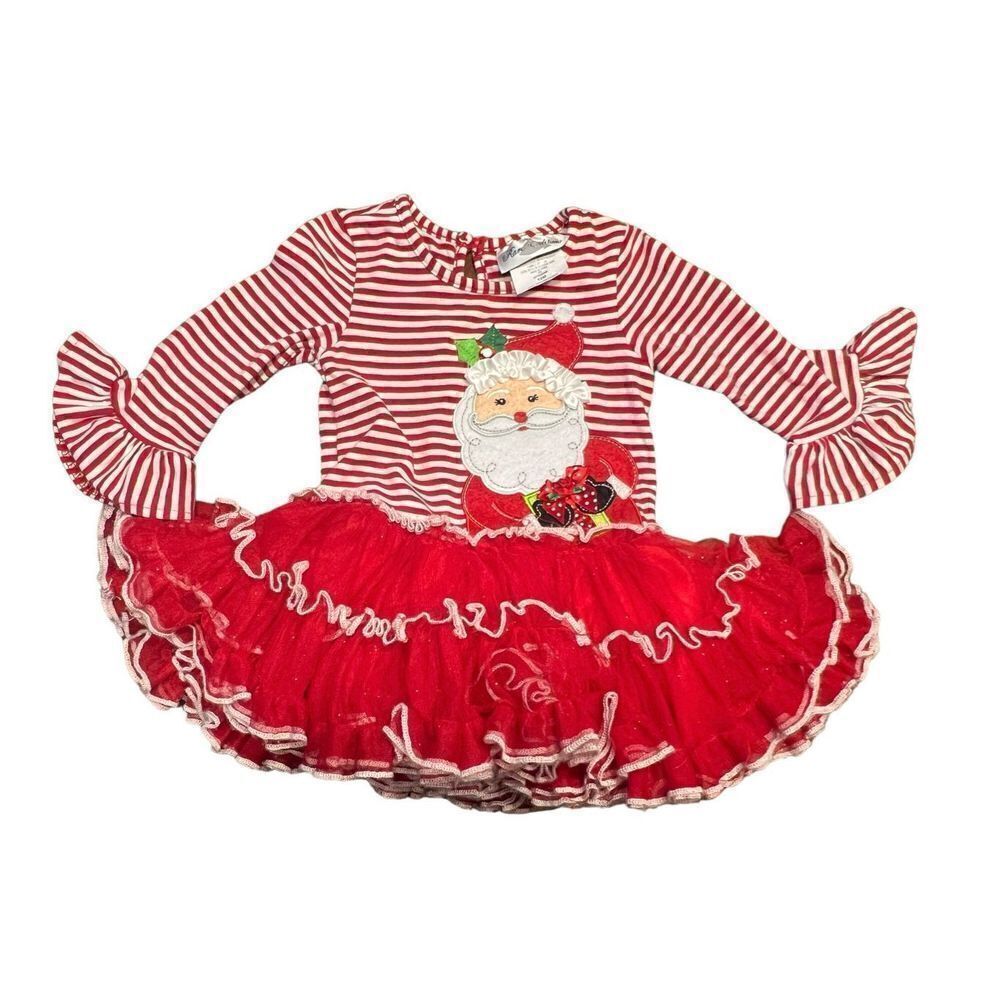 Vintage rare editions 12M tutu Santa striped long sleeve fluffy dress